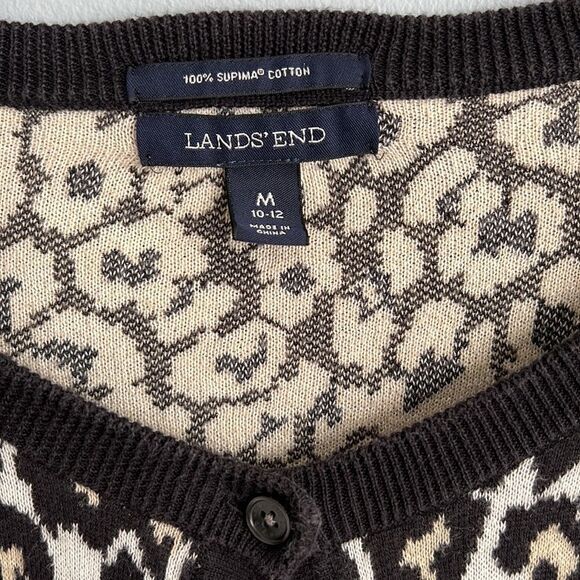 Lands’ End 100% Supima cotton women’s medium 10-12 Leopard print cardigan - Picture 2 of 11